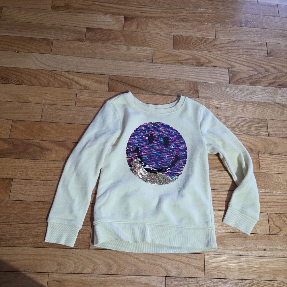 Girls' Yellow Color Changing Smiley Sequin Sweatshirt